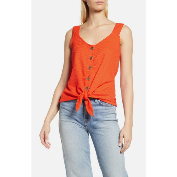 Sanctuary Golden Hour Orange Tie Front Tank Top Size Small 4-8 - Picture 1 of 6